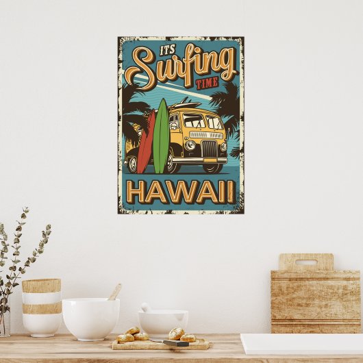 Surfing Hawaii Poster (Keuken)