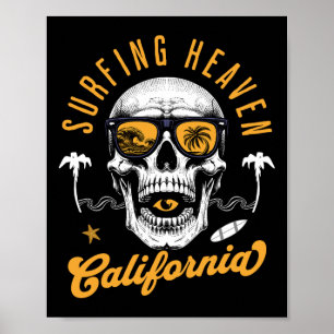 Surfing Hemel Schedel Surfer Met California Vibe Poster