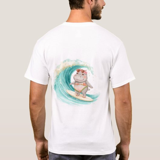 Surfing Hippo Christmas Bikini Hippo T-Shirt  (Achterkant)