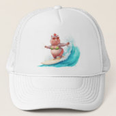 Surfing Hippo Christmas Bikini Hippo T-Shirt  Trucker Pet (Voorkant)