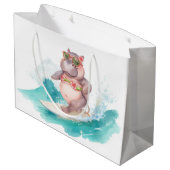 Surfing Hippo Christmas Bikini on big wave Groot Cadeauzakje (Achterkant Gekanteld)