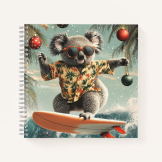 Surfing Koala in Hawaiian Shirt Notitieboek