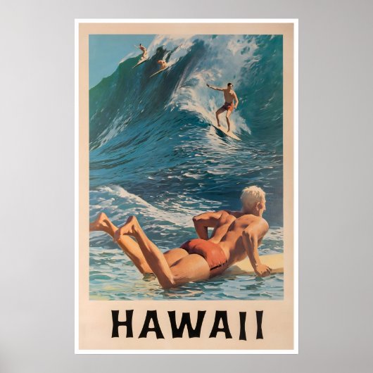 Surfing Kunst Surfer Print Hawaï Reisposter (Voorkant)