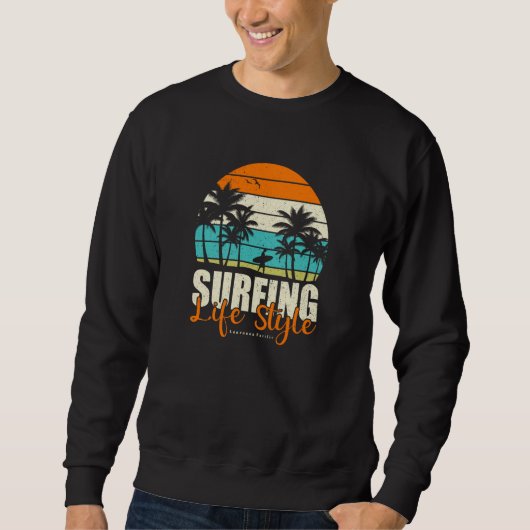 Surfing Life Style Retro Sunset Surfer Summer Beac Trui (Voorkant)