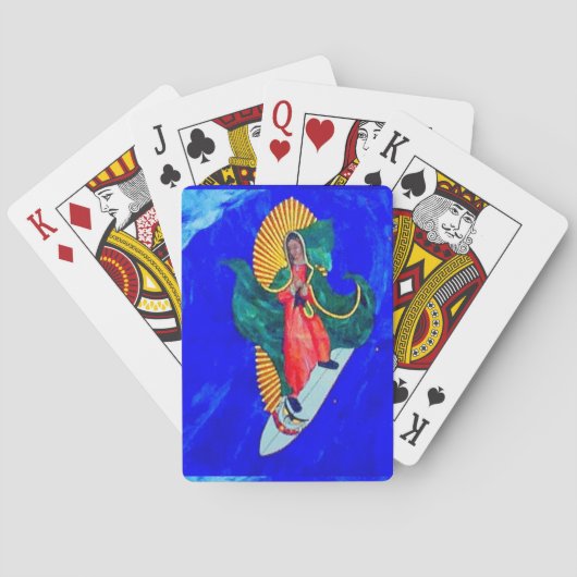 surfing nun on blue wave playing cards speelkaarten (Achterkant)