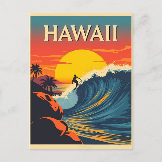 Surfing Paradise: Hawaii Sunset Adventure Briefkaart (Voorkant)