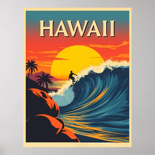 Surfing Paradise: Hawaii Sunset Adventure Poster (Voorkant)