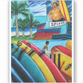 Surfing Pegatina Sticker (Voorkant)