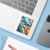 Surfing Pegatina Sticker (Laptop met iPhone)