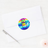 SURFING PINEAPPLE BEACH BALL RONDE STICKER (Envelop)