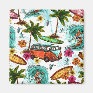 Surfing/Retro Busje Magneet