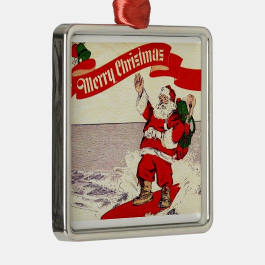 Surfing Retro Santa Ornament (Rechts)