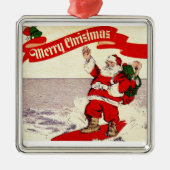 Surfing Retro Santa Ornament (Voorkant)