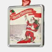 Surfing Retro Santa Ornament (Links)