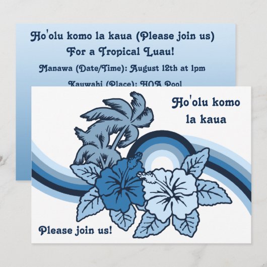 Surfing Safari Luau & BBQ-uitnodigingen Kaart (Voorkant / Achterkant)