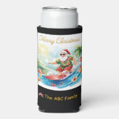 Surfing Santa Christmas in July Coastal Seltzer Blikjeskoeler (Seltzer Voorkant)