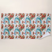 Surfing Santa Christmas with Santa Surfer  Strandlaken (Voorkant)