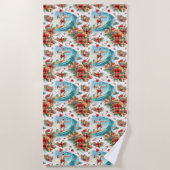 Surfing Santa Christmas with Santa Surfer  Strandlaken (Voorkant)