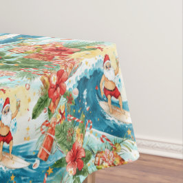 Surfing Santa Christmas with Santa Surfer  Tafelkleed