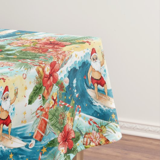 Surfing Santa Christmas with Santa Surfer  Tafelkleed (Voorbeeld)