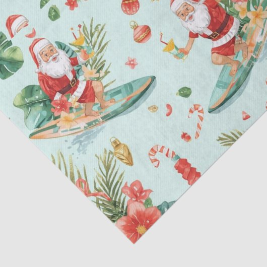 Surfing Santa Christmas Wrapping Paper Sheets  Tissuepapier (Detail)