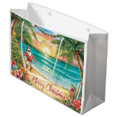 Surfing Santa Claus Christmas Holiday Groot Cadeauzakje (Voorkant Gekanteld)