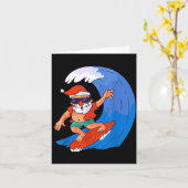 Surfing Santa Claus Christmas X-mas Gift  Kaart (Gele Bloem)
