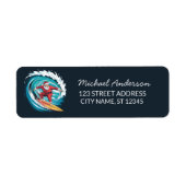Surfing Santa Funny Christmas Return Address    Etiket (Voorkant)