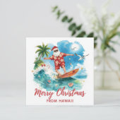 Surfing Santa in Hawaii – Tropical Christmas Feestdagenkaart (Staand voorkant)