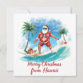 Surfing Santa in Hawaii – Tropical Christmas  Feestdagenkaart