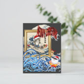 Surfing Santa Inspired by Hokusai Briefkaart (Staand voorkant)