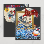 Surfing Santa Inspired by Hokusai Briefkaart (Voorkant / Achterkant)