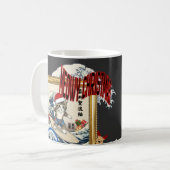 Surfing Santa Inspired by Hokusai Koffiemok (Voorkant links)