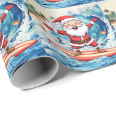 Surfing Santa is on big wave in Hawaii  Cadeaupapier (Rol Hoek)