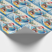 Surfing Santa is on big wave in Hawaii  Cadeaupapier (Hoek)