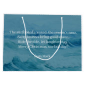 Surfing Santa is on big wave in Hawaii  Groot Cadeauzakje (Achterkant)