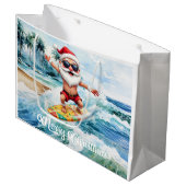 Surfing Santa is on big wave in Hawaii  Groot Cadeauzakje (Voorkant Gekanteld)