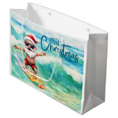 Surfing Santa is on big wave in Hawaii  Groot Cadeauzakje (Voorkant Gekanteld)