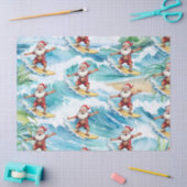 Surfing Santa is on big wave in Hawaii  Tissuepapier (Craft)