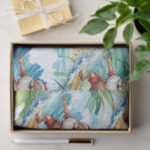 Surfing Santa is on big wave in Hawaii  Tissuepapier (Geschenk)