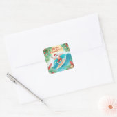 Surfing Santa Merry Christmas Coastal Holiday  Vierkante Sticker (Envelop)