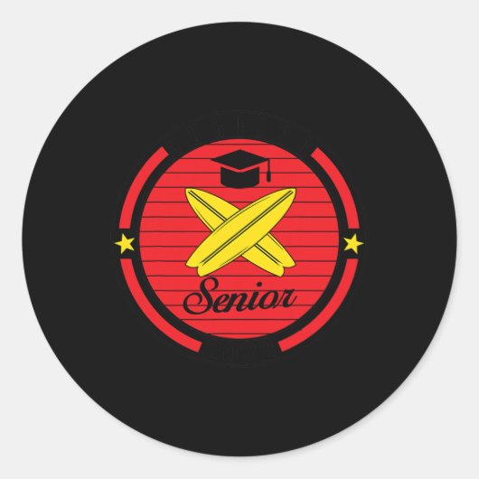 Surfing Senior Player Graduation Cl Of Graduate  Ronde Sticker (Voorkant)