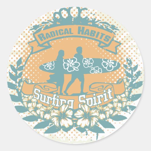 Surfing Spirit Tshirts en geschenken Ronde Sticker (Voorkant)