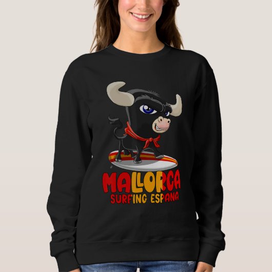 Surfing Spot Spain Mallorca with Cute Taurus Trui (Voorkant)