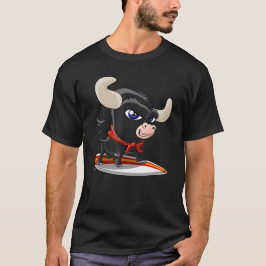 Surfing spot Spain with cute bull T-shirt (Voorkant)