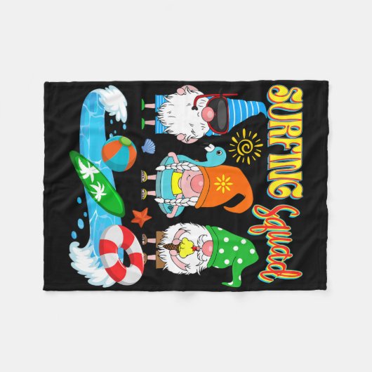 Surfing Squad Three Gnomes Hawaiian Surfing Summer Fleece Deken (Voorkant (Horizontaal))