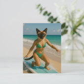 Surfing themed for Siamese Cat lovers Briefkaart (Staand voorkant)