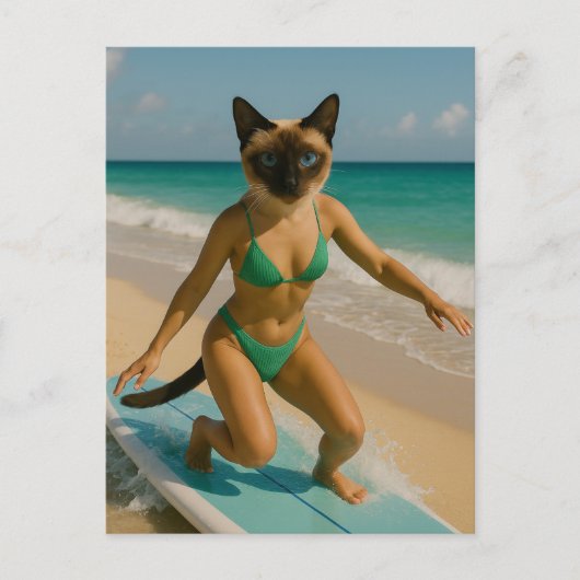 Surfing themed for Siamese Cat lovers Briefkaart (Voorkant)