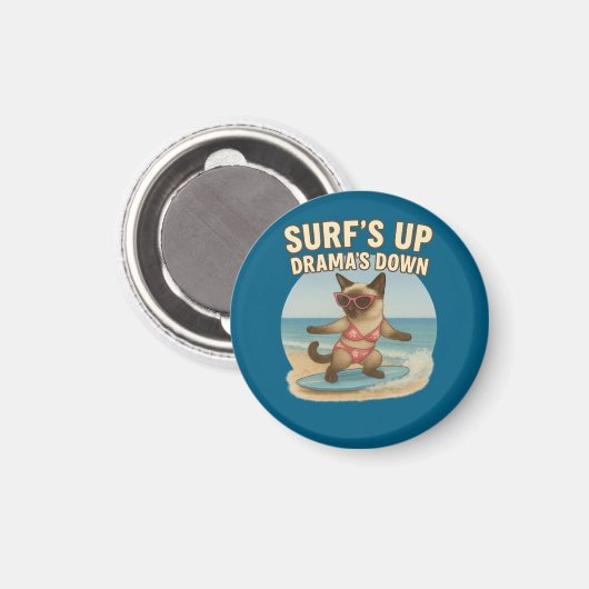 Surfing themed for Siamese Cat  Magneet (Voorkant / Achterkant)