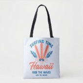 Surfing Time Hawaï Golven Rijden Tote Bag (Voorkant)